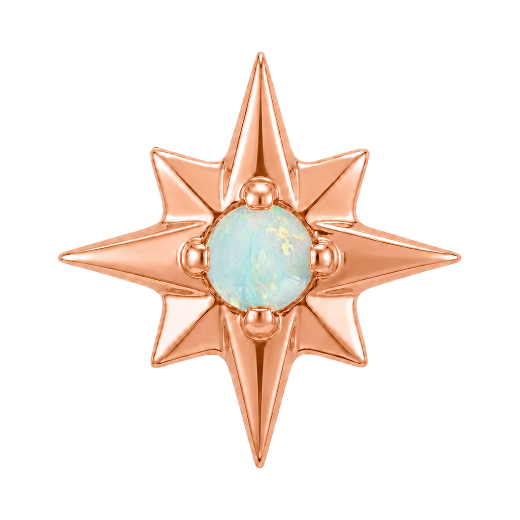 8 Point Burst - 14K Gold Stone Threadless/Threaded End