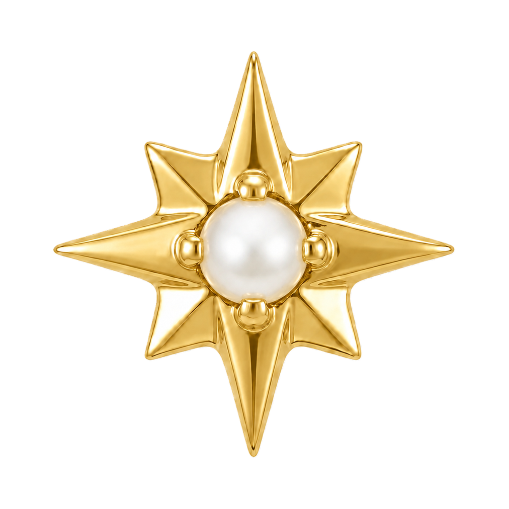 8 Point Burst - 14K Gold Stone Threadless/Threaded End