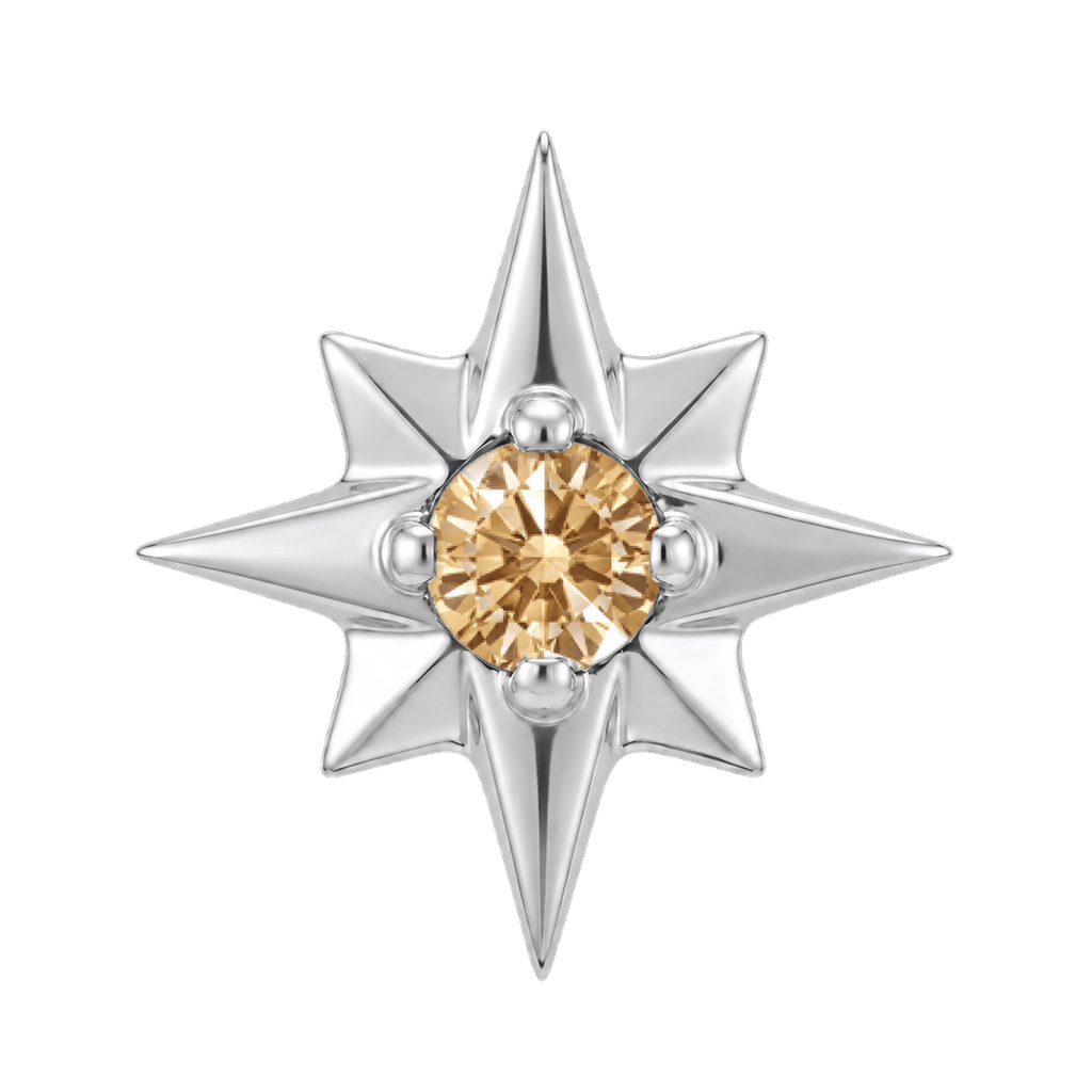 8 Point Burst - 14K Gold Stone Threadless/Threaded End - piercing-zone.com