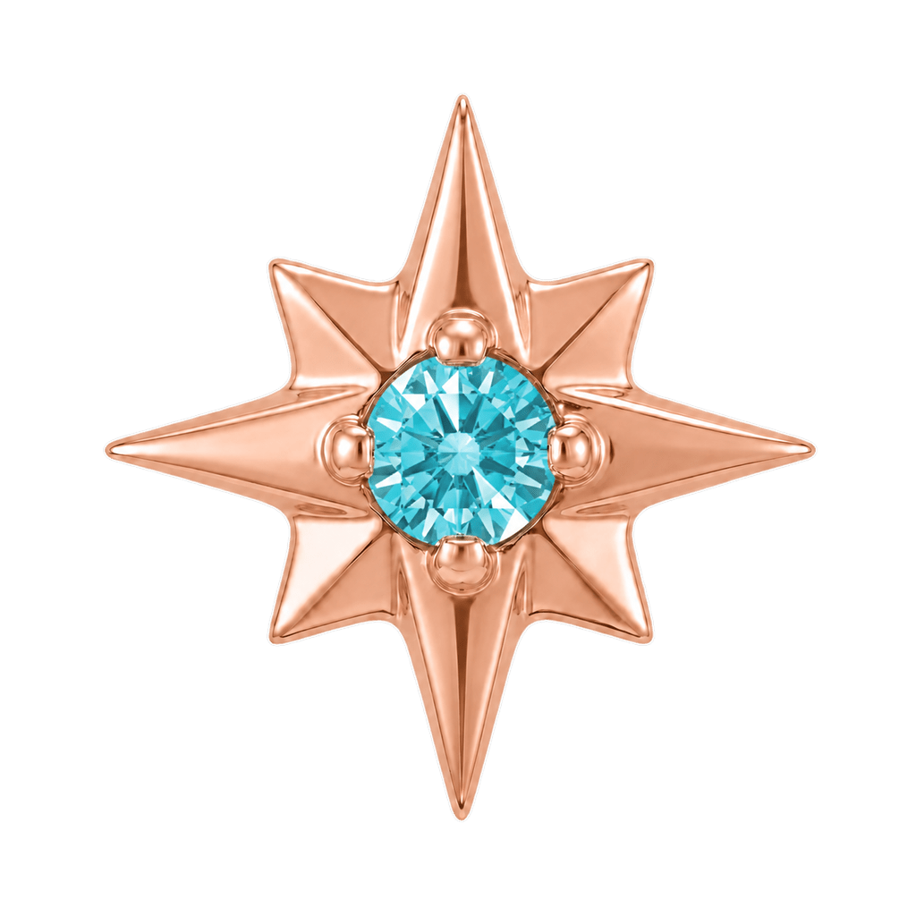 8 Point Burst - 14K Gold Stone Threadless/Threaded End - piercing-zone.com