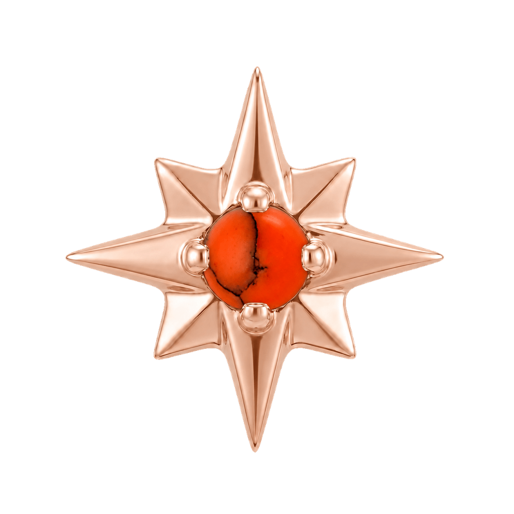 8 Point Burst - 14K Gold Stone Threadless/Threaded End - piercing-zone.com