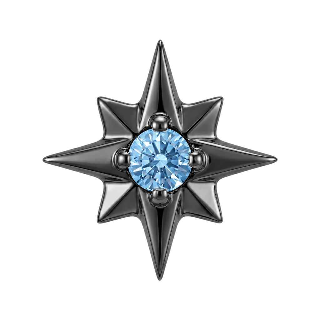 8 Point Burst - 14K Gold Stone Threadless/Threaded End - piercing-zone.com