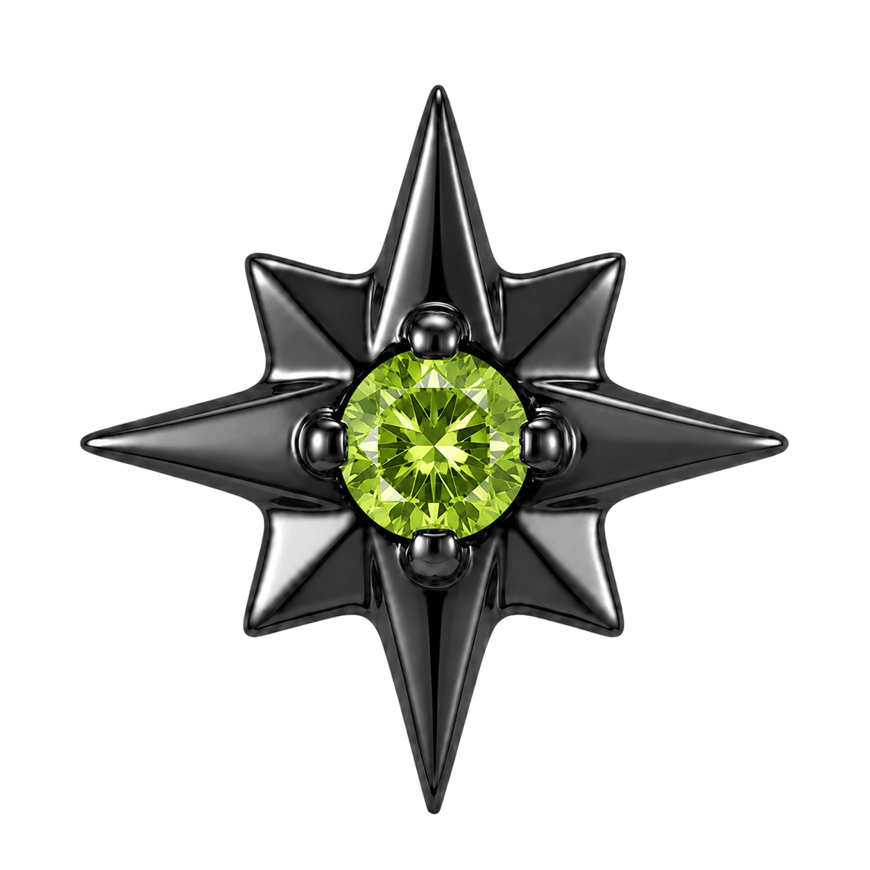 8 Point Burst - 14K Gold Stone Threadless/Threaded End - piercing-zone.com