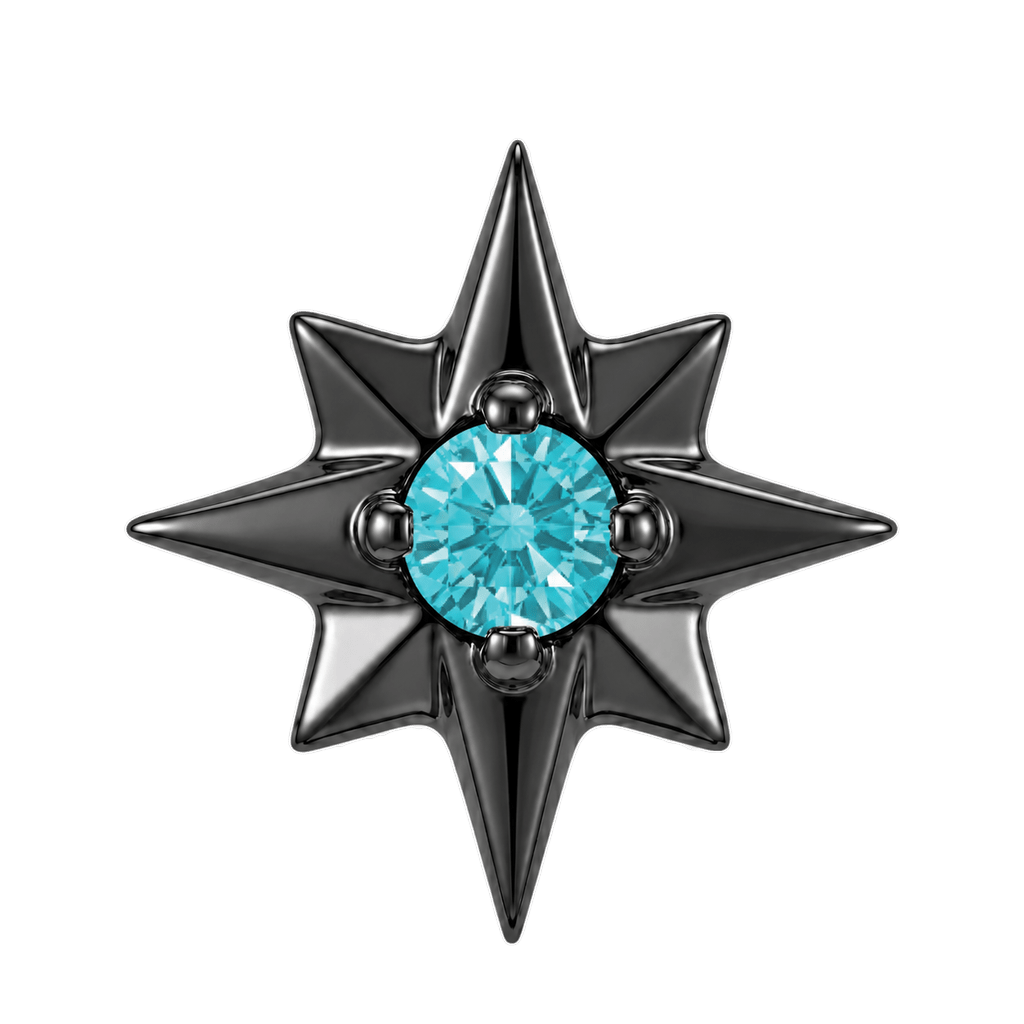 8 Point Burst - 14K Gold Stone Threadless/Threaded End - piercing-zone.com