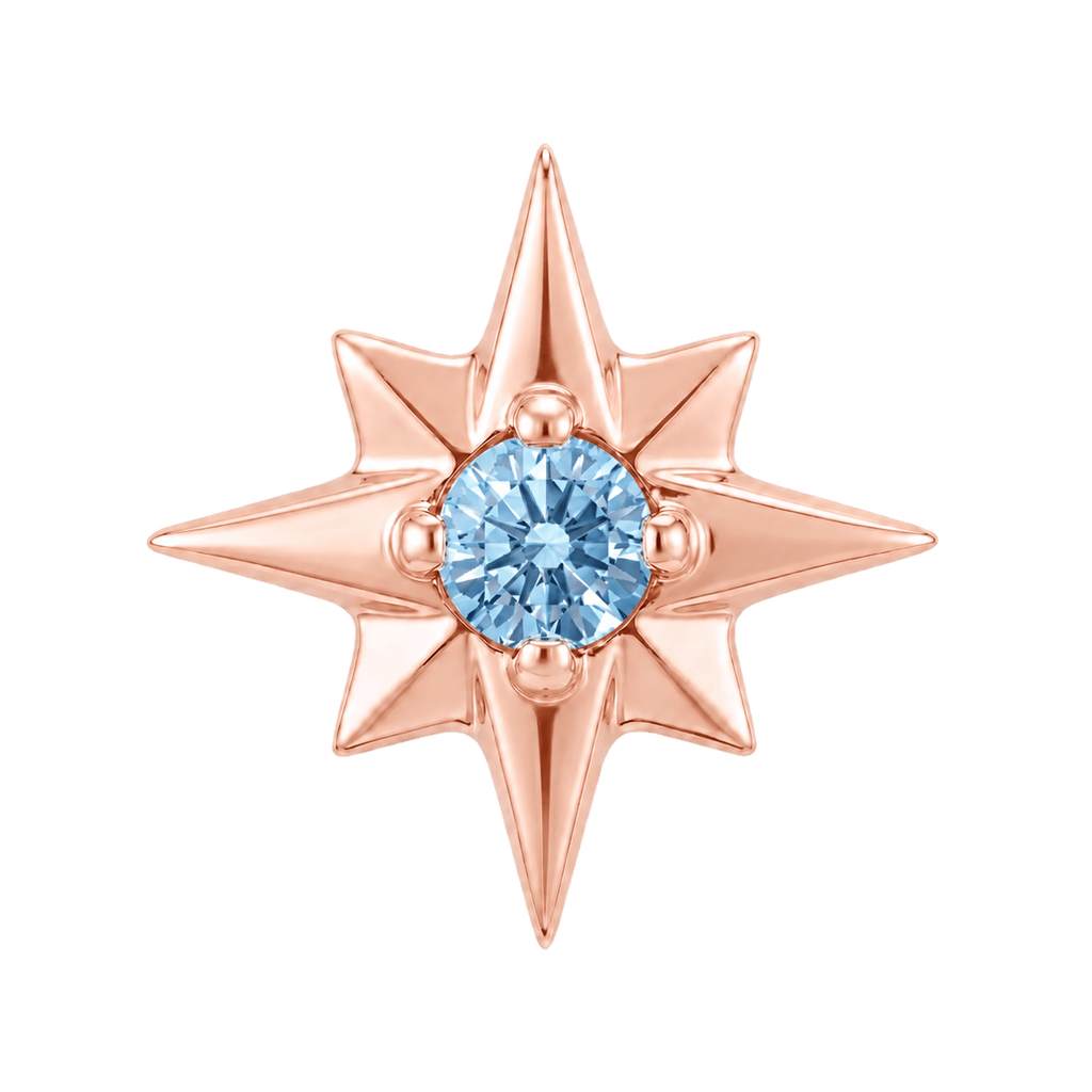 8 Point Burst - 14K Gold Stone Threadless/Threaded End - piercing-zone.com