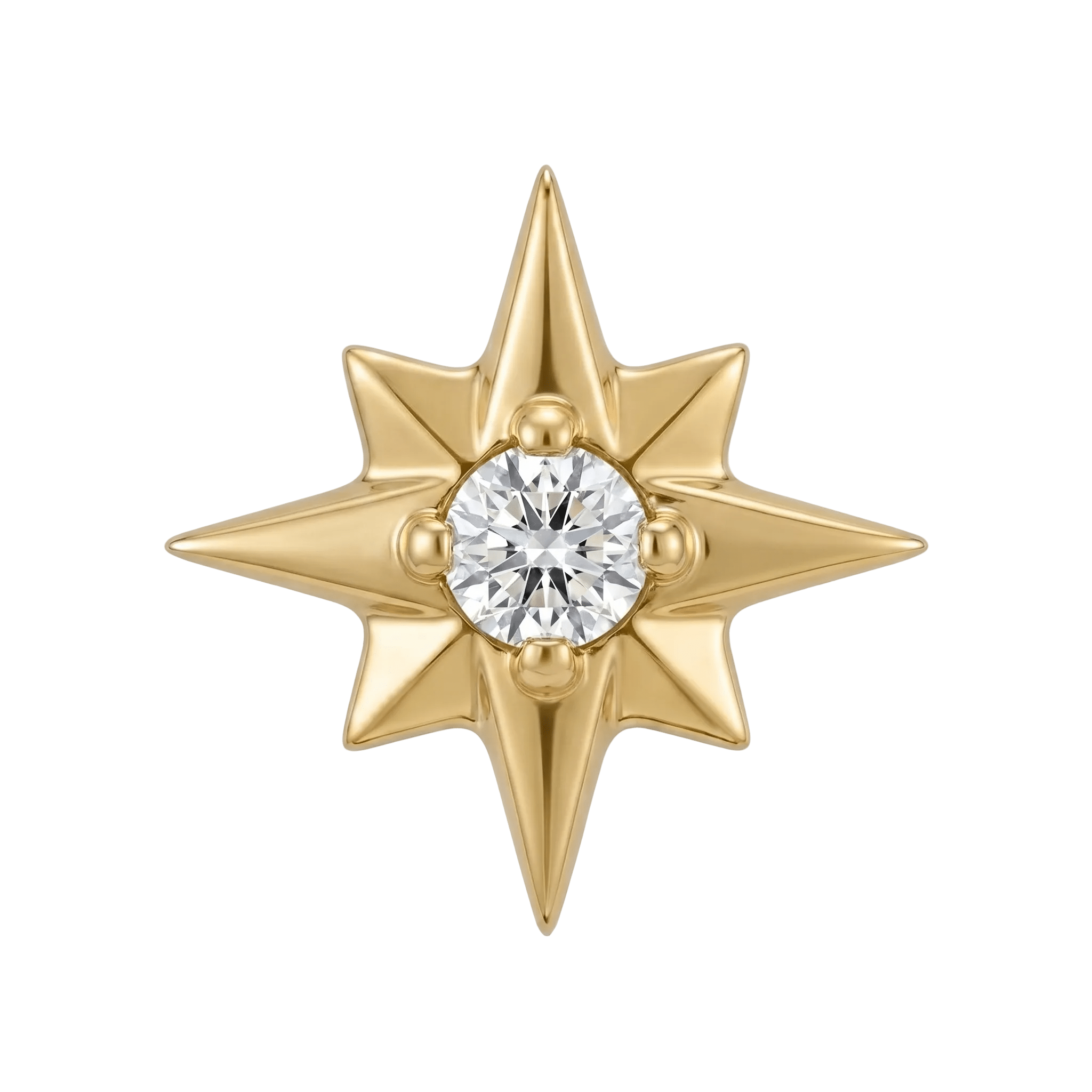 8 Point Burst - 14K Gold Stone Threadless/Threaded End - piercing - zone.com