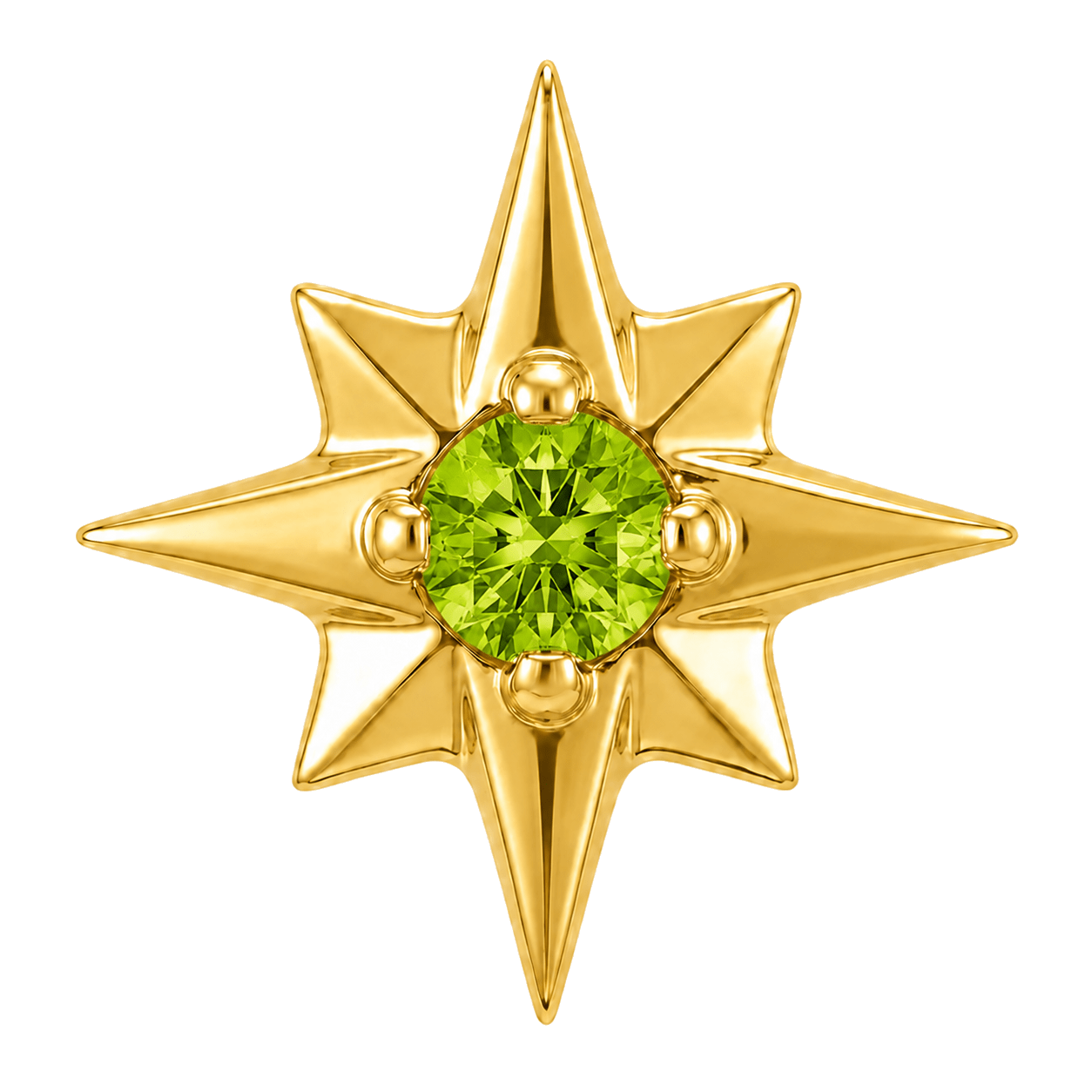 8 Point Burst - 14K Gold Stone Threadless/Threaded End - piercing-zone.com