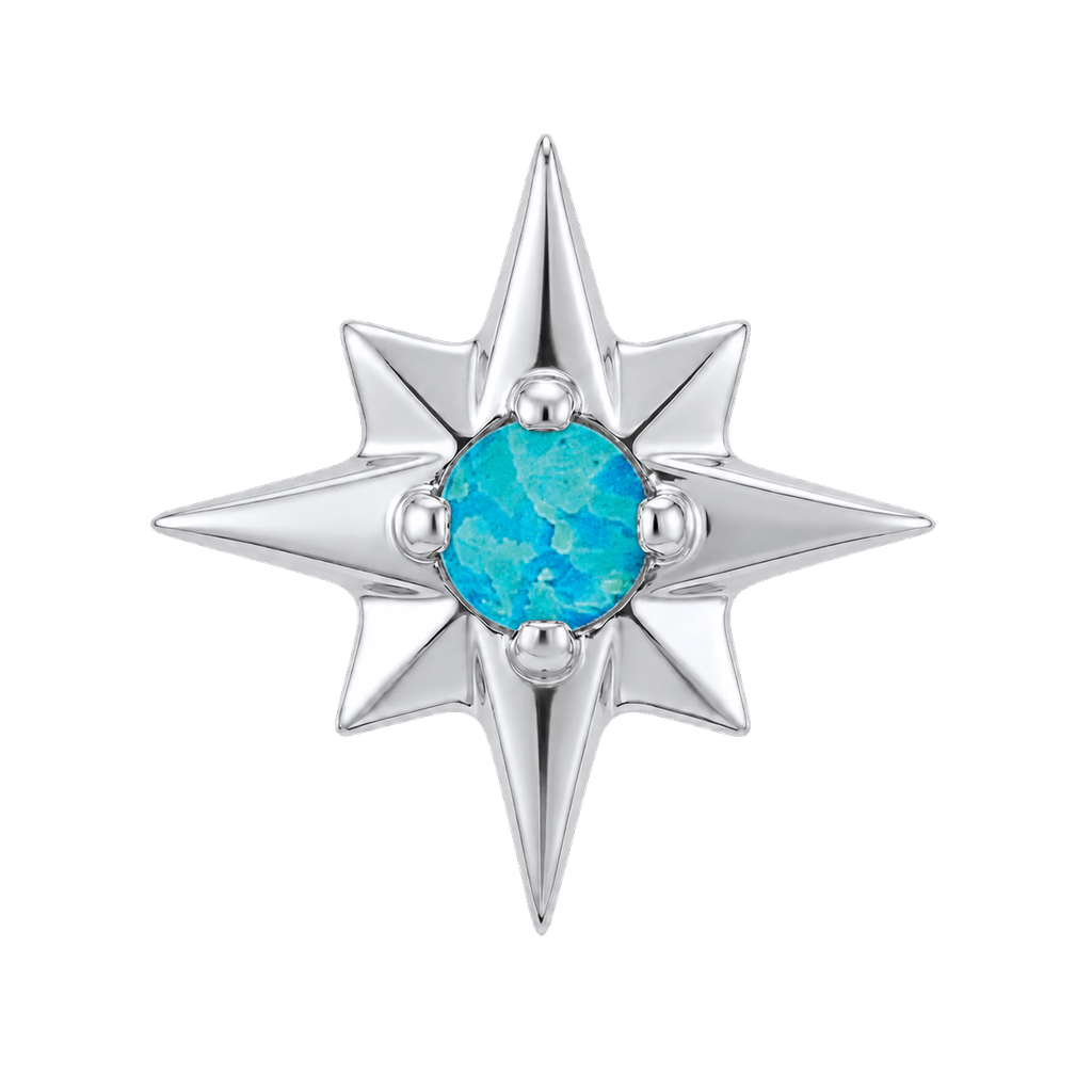 8 Point Burst - 14K Gold Stone Threadless/Threaded End - piercing-zone.com