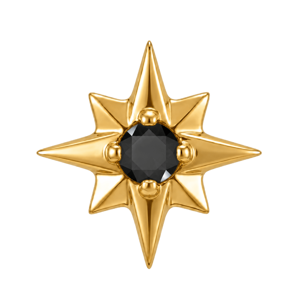 8 Point Burst - 14K Gold Stone Threadless/Threaded End - piercing-zone.com