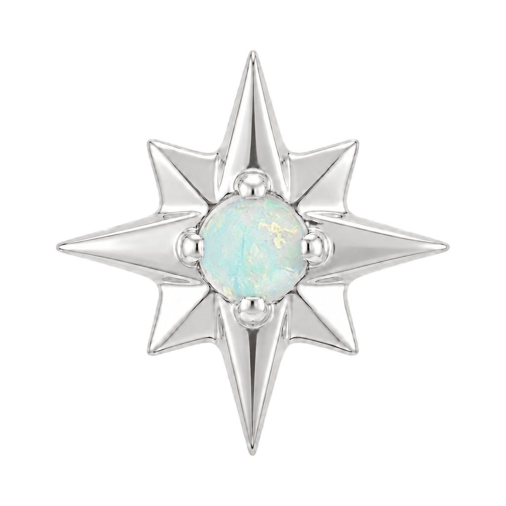 8 Point Burst - 14K Gold Stone Threadless/Threaded End - piercing-zone.com