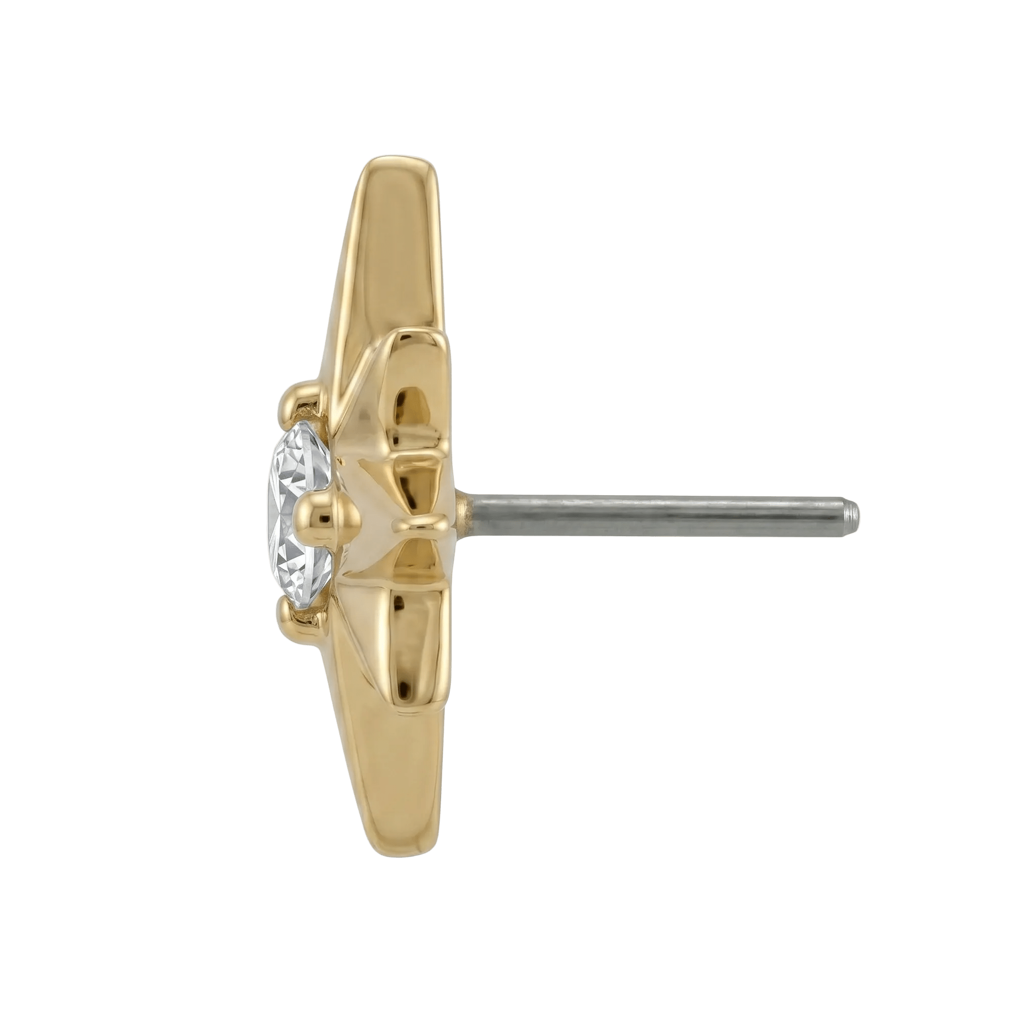 8 Point Burst - 14K Gold Stone Threadless/Threaded End - piercing - zone.com