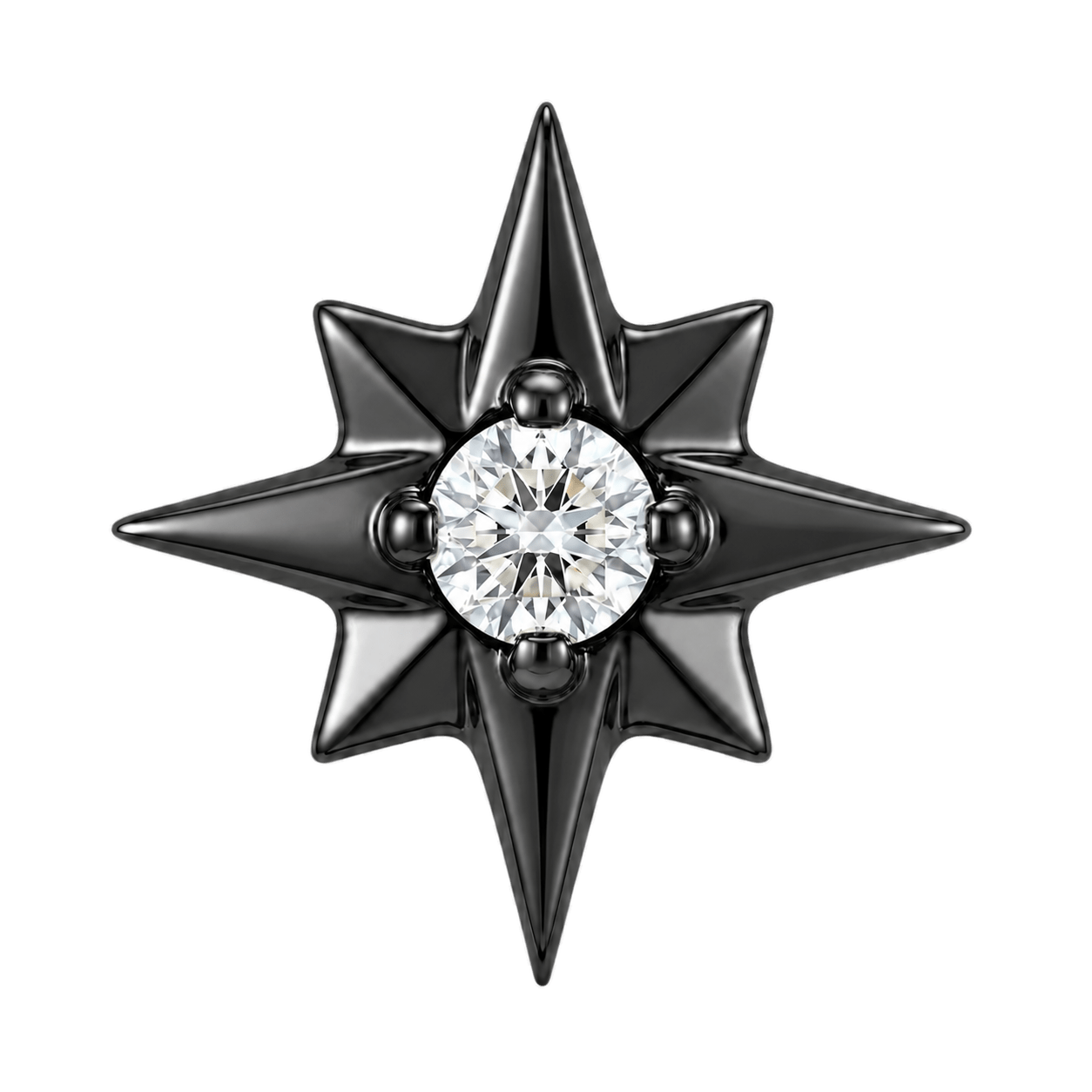 8 Point Burst - 14K Gold Stone Threadless/Threaded End - piercing-zone.com