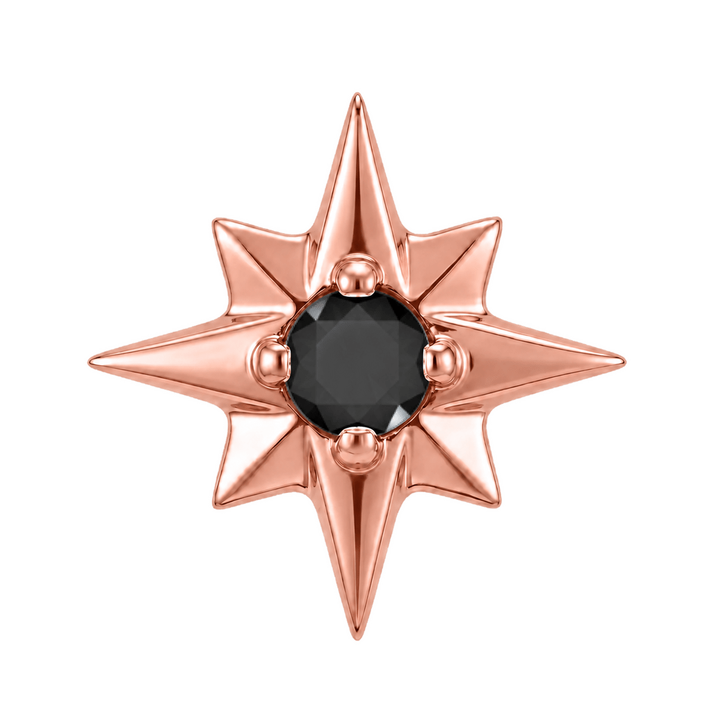 8 Point Burst - 14K Gold Stone Threadless/Threaded End - piercing-zone.com
