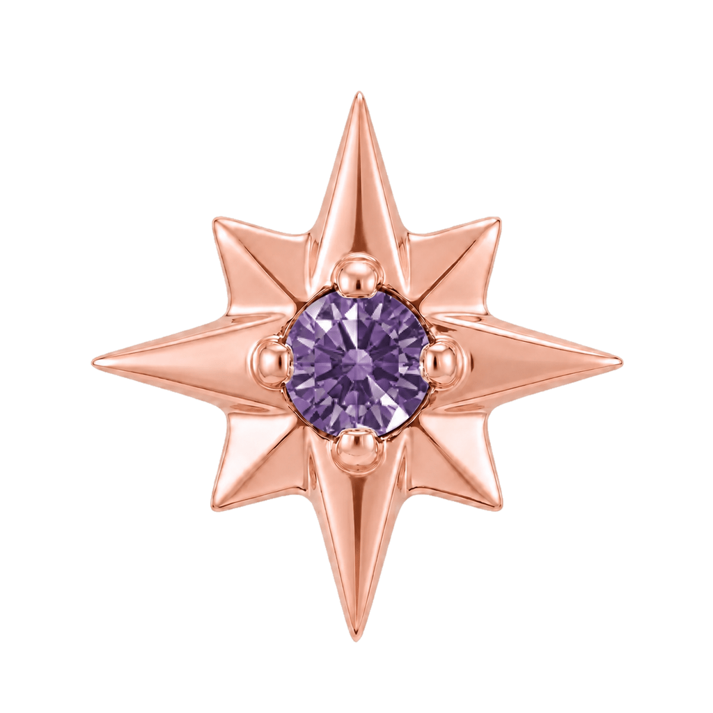 8 Point Burst - 14K Gold Stone Threadless/Threaded End - piercing-zone.com