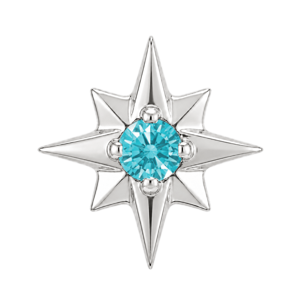 8 Point Burst - 14K Gold Stone Threadless/Threaded End - piercing-zone.com