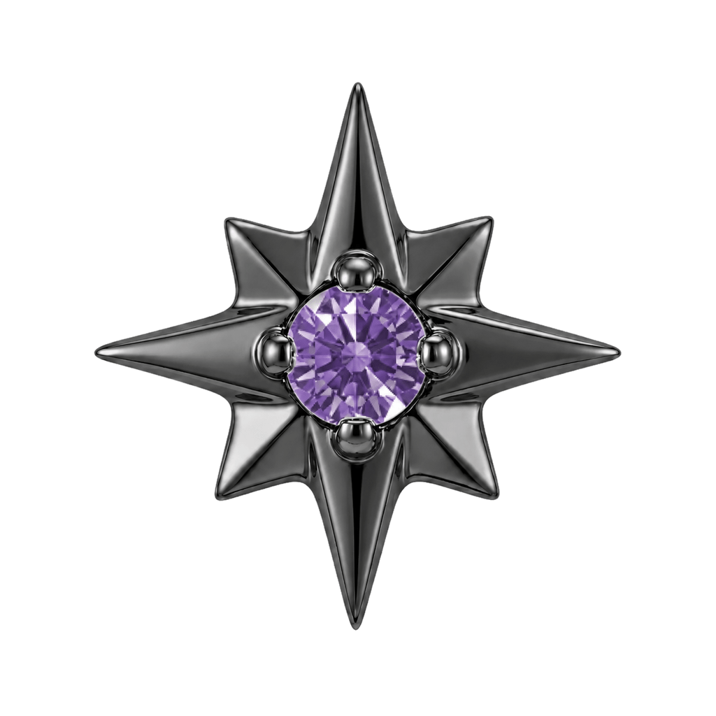 8 Point Burst - 14K Gold Stone Threadless/Threaded End - piercing-zone.com