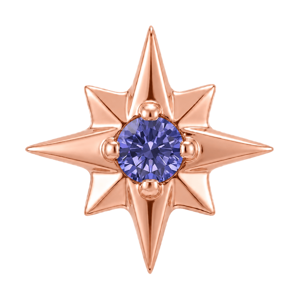 8 Point Burst - 14K Gold Stone Threadless/Threaded End - piercing-zone.com