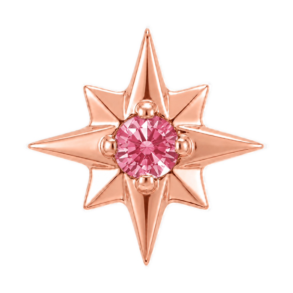8 Point Burst - 14K Gold Stone Threadless/Threaded End - piercing-zone.com