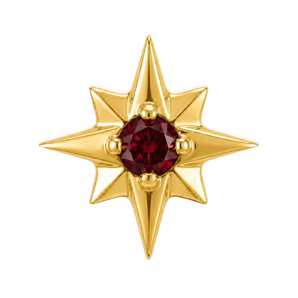 8 Point Burst - 14K Gold Stone Threadless/Threaded End - piercing-zone.com
