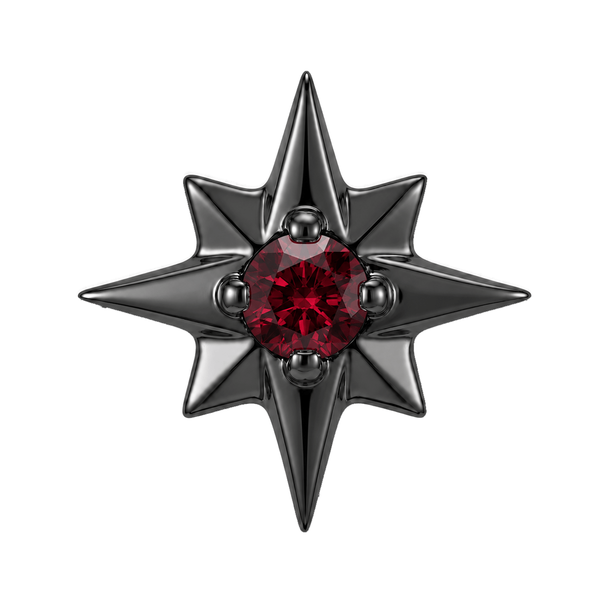 8 Point Burst - 14K Gold Stone Threadless/Threaded End - piercing-zone.com