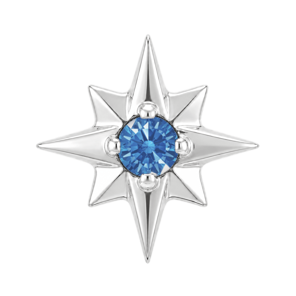 8 Point Burst - 14K Gold Stone Threadless/Threaded End - piercing-zone.com