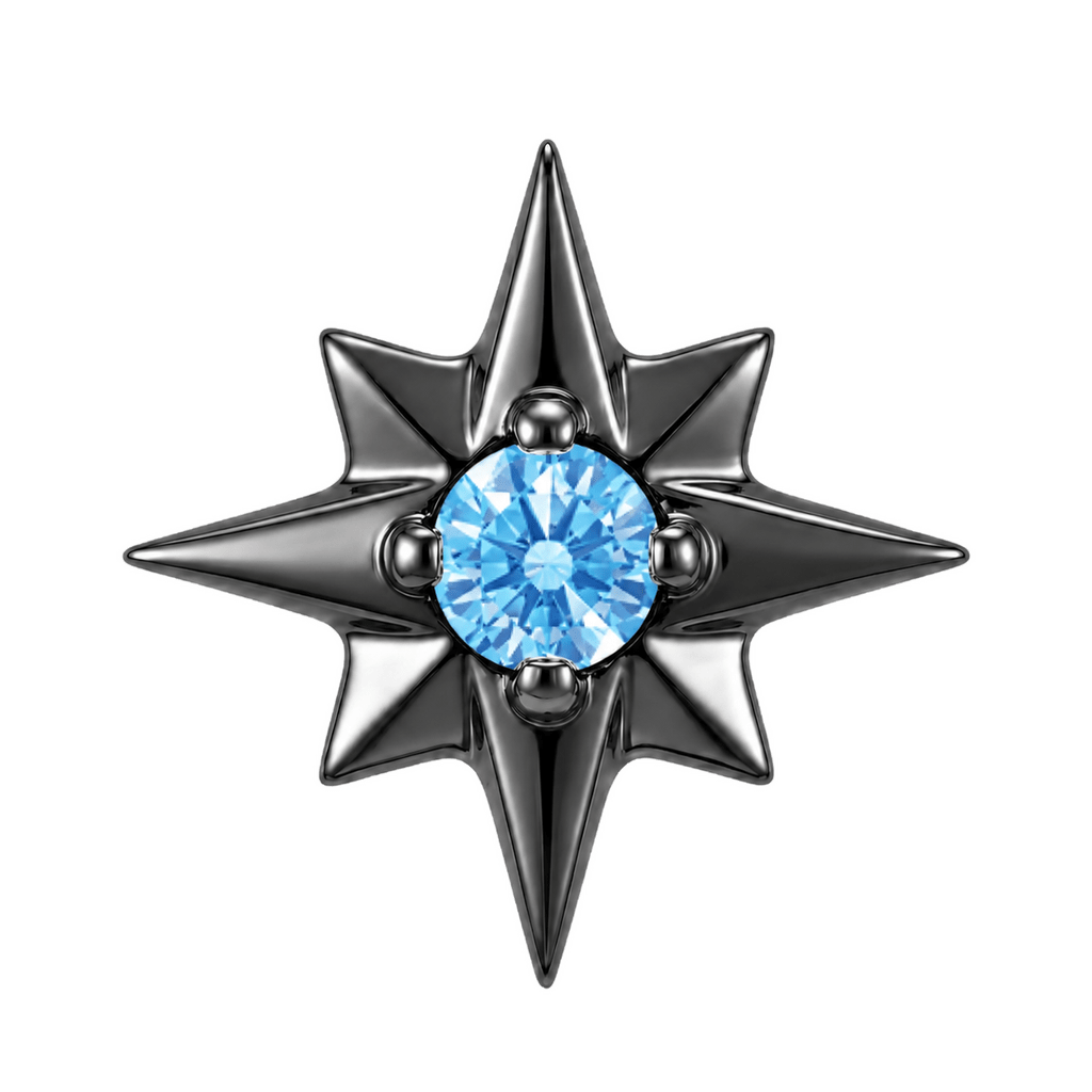 8 Point Burst - 14K Gold Stone Threadless/Threaded End - piercing-zone.com