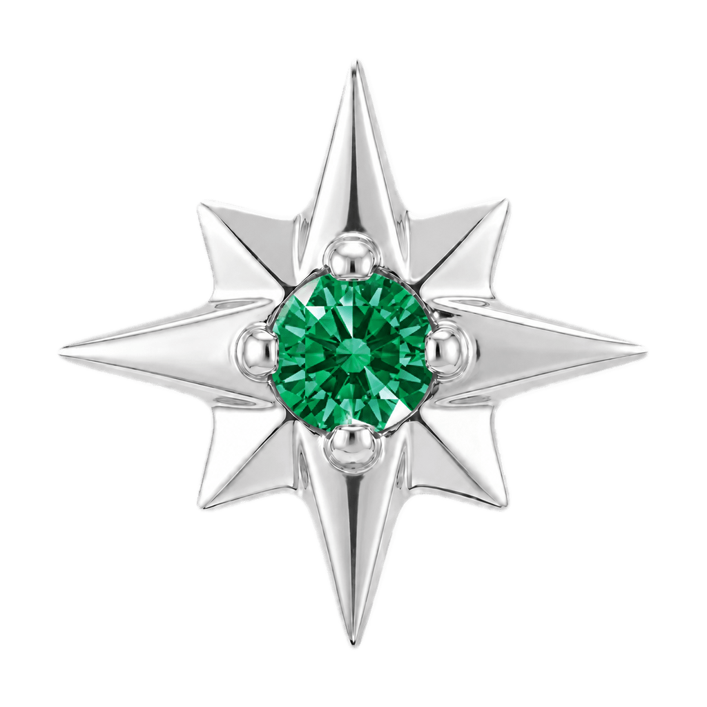 8 Point Burst - 14K Gold Stone Threadless/Threaded End - piercing-zone.com