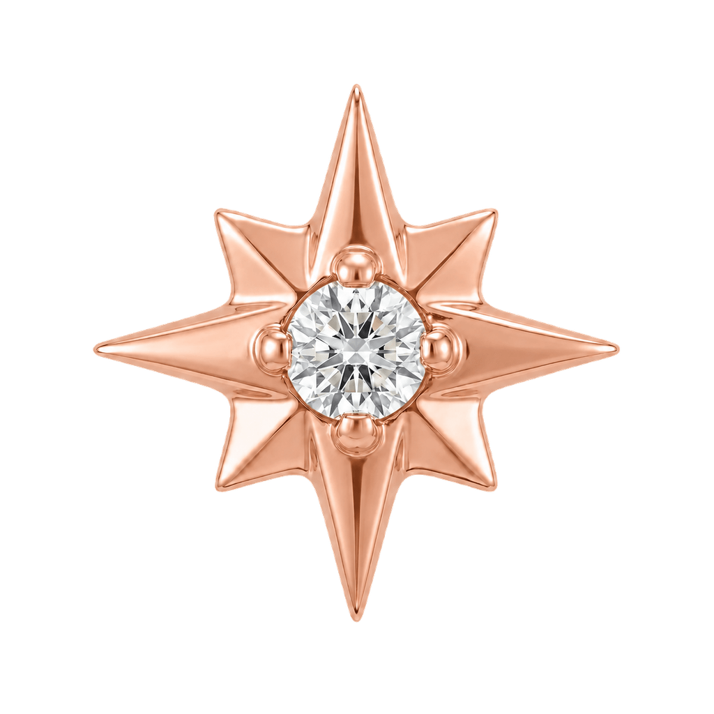 8 Point Burst - 14K Gold Stone Threadless/Threaded End - piercing-zone.com