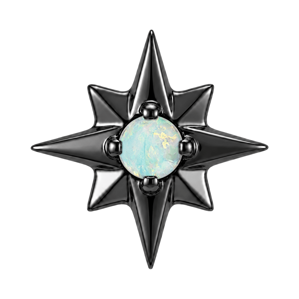 8 Point Burst - 14K Gold Stone Threadless/Threaded End - piercing-zone.com