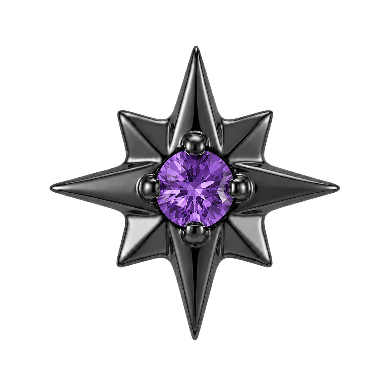 8 Point Burst - 14K Gold Stone Threadless/Threaded End - piercing-zone.com