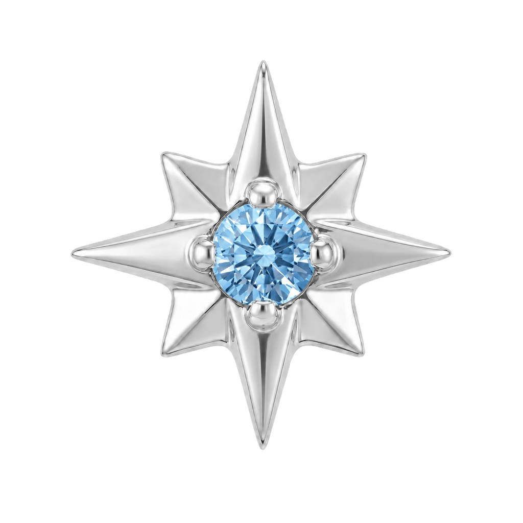 8 Point Burst - 14K Gold Stone Threadless/Threaded End - piercing-zone.com