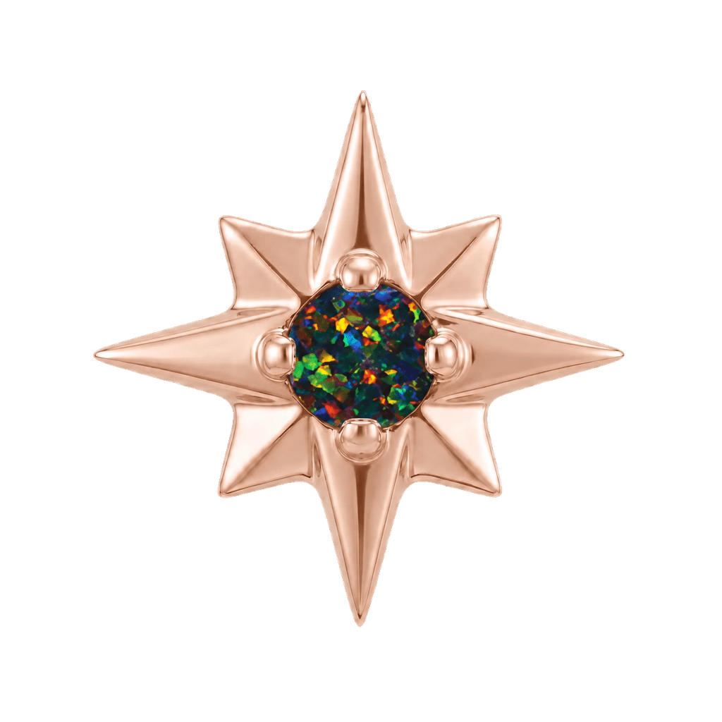 8 Point Burst - 14K Gold Stone Threadless/Threaded End - piercing-zone.com