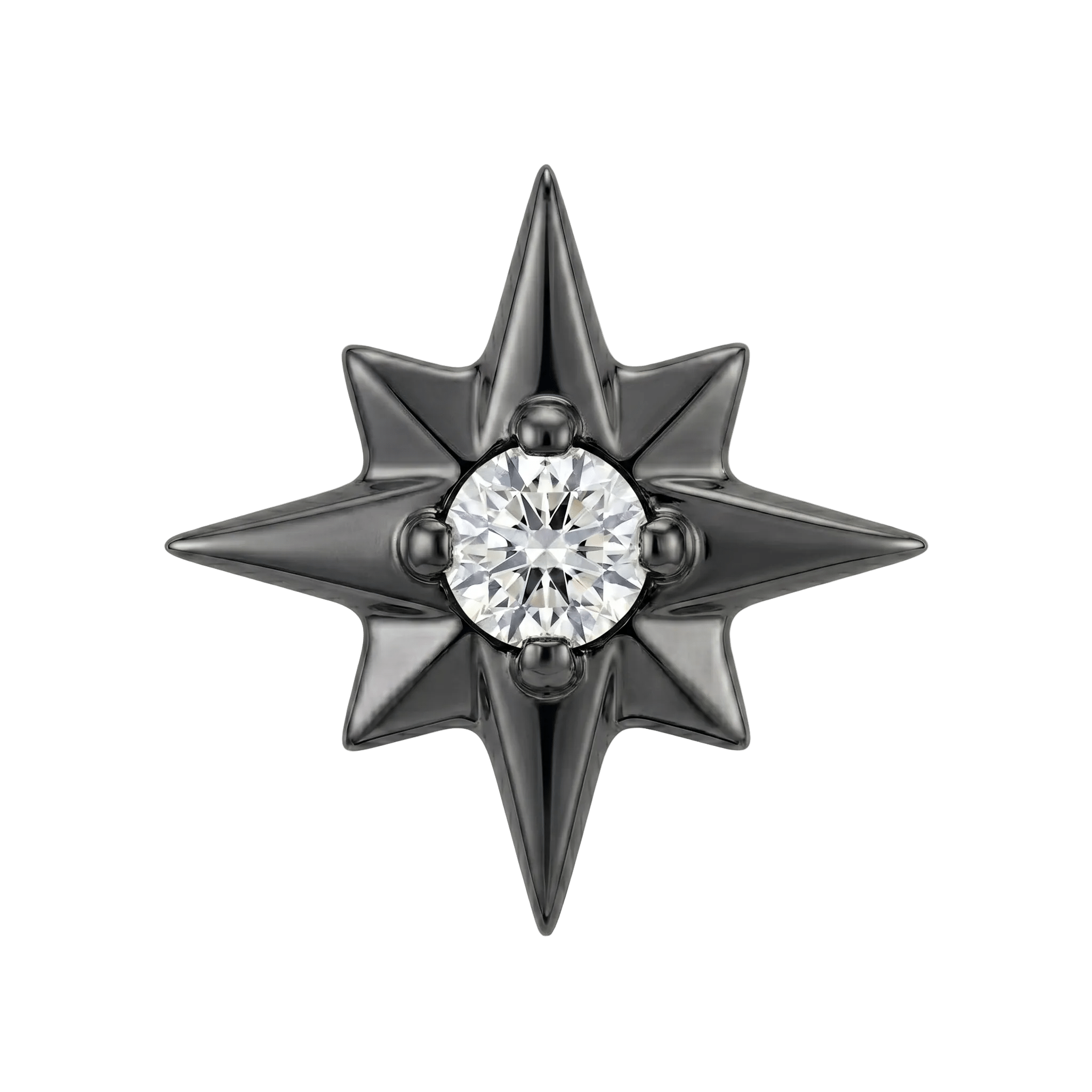 8 Point Burst - 14K Gold Stone Threadless/Threaded End - piercing - zone.com