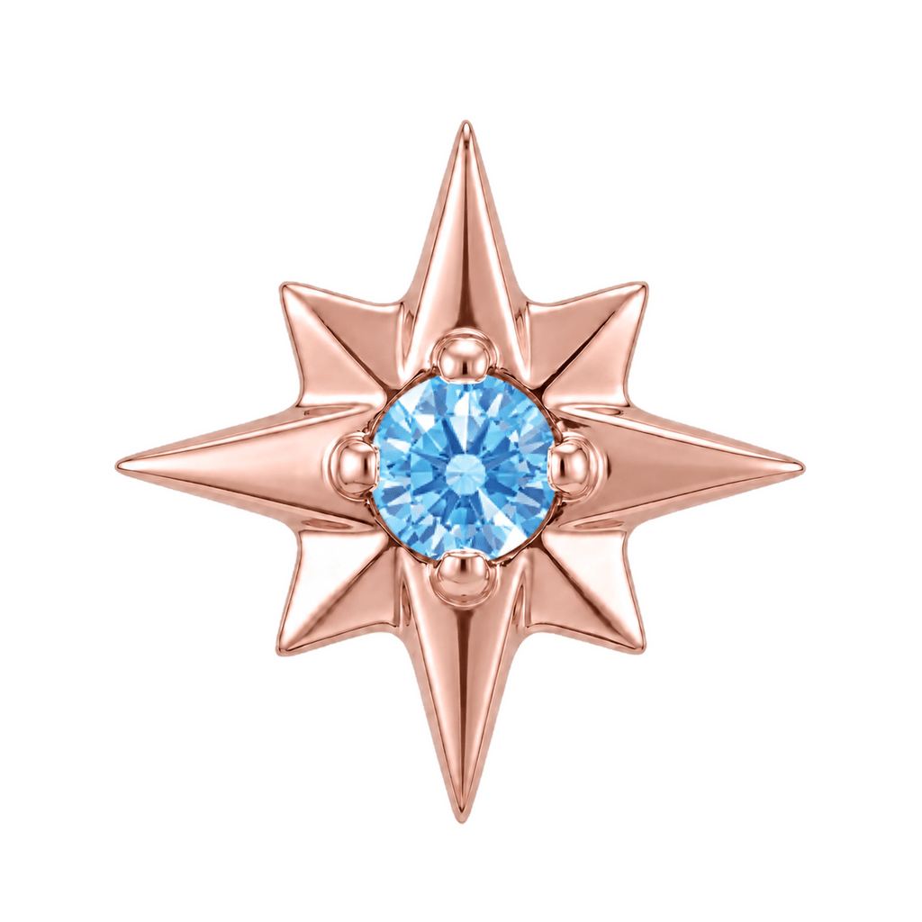 8 Point Burst - 14K Gold Stone Threadless/Threaded End - piercing-zone.com