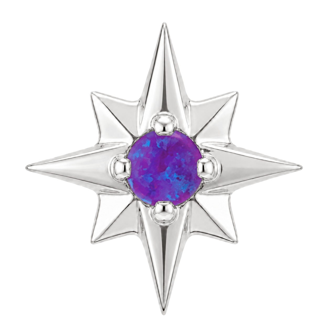 8 Point Burst - 14K Gold Stone Threadless/Threaded End - piercing-zone.com