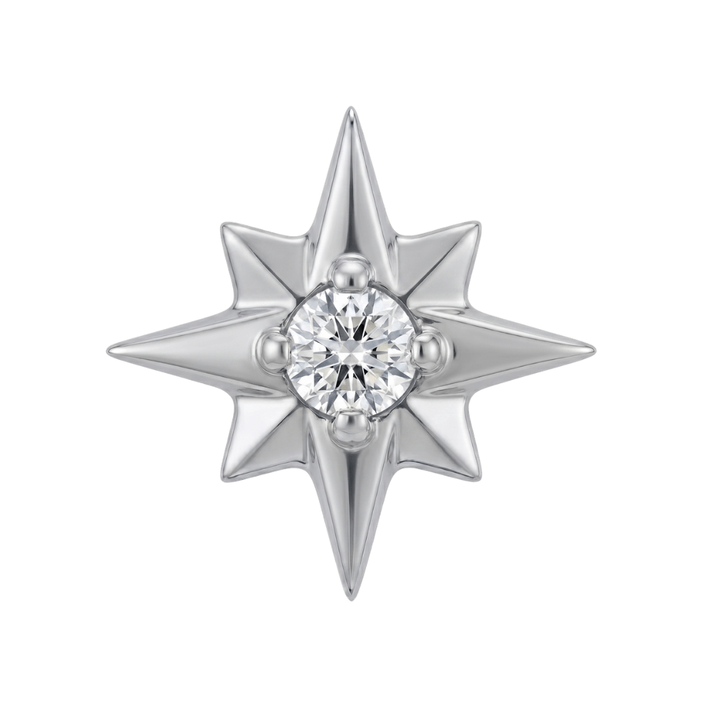 8 Point Burst - 14K Gold Stone Threadless/Threaded End - piercing - zone.com