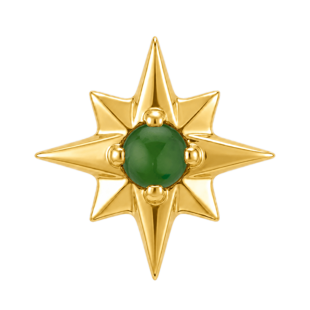 8 Point Burst - 14K Gold Stone Threadless/Threaded End - piercing-zone.com