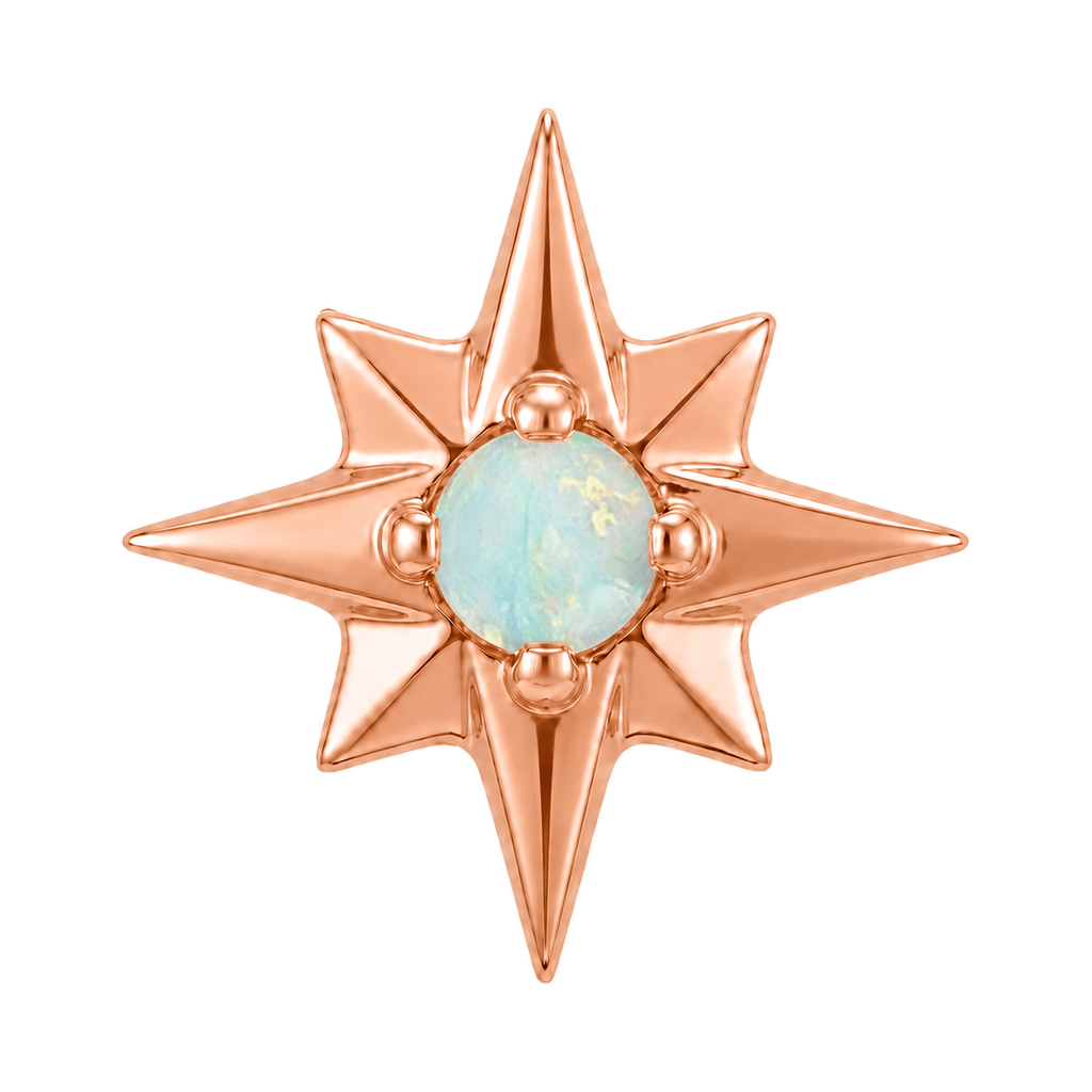 8 Point Burst - 14K Gold Stone Threadless/Threaded End - piercing-zone.com
