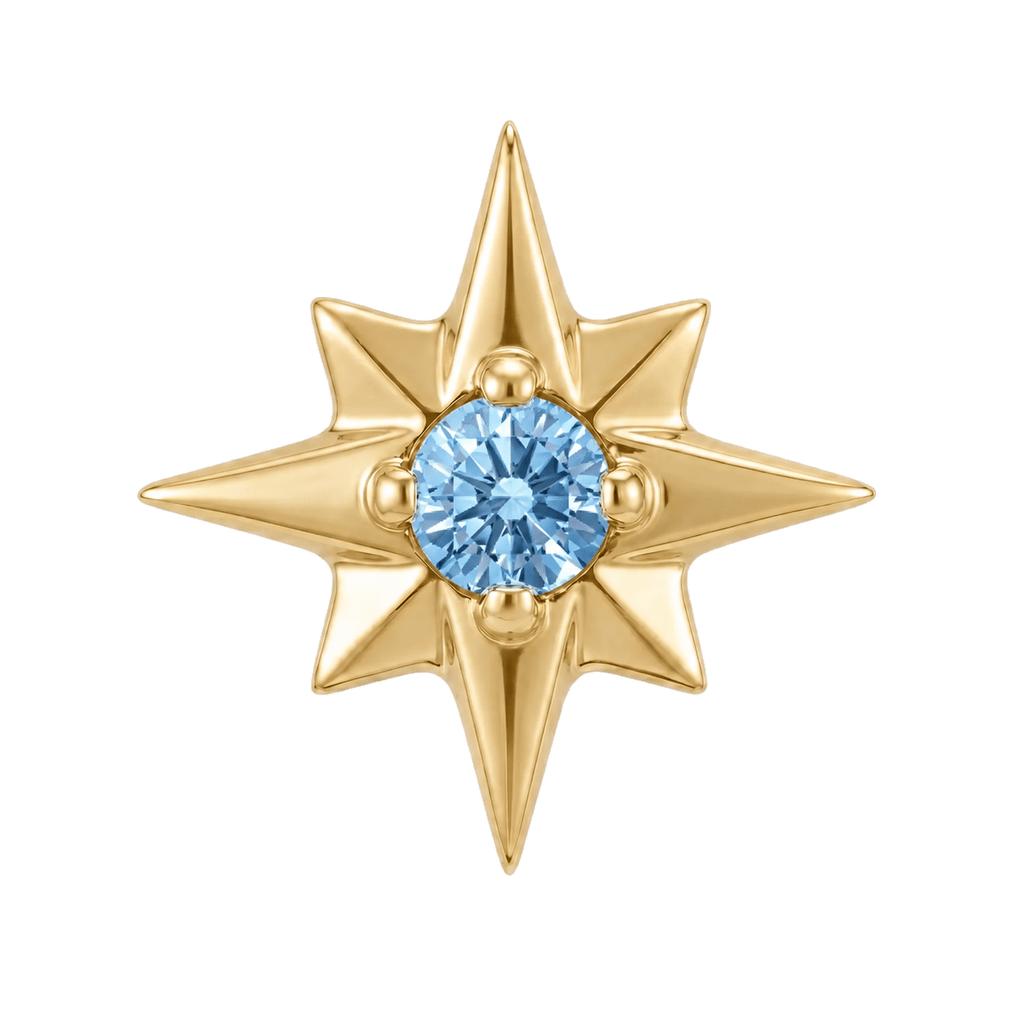 8 Point Burst - 14K Gold Stone Threadless/Threaded End - piercing-zone.com