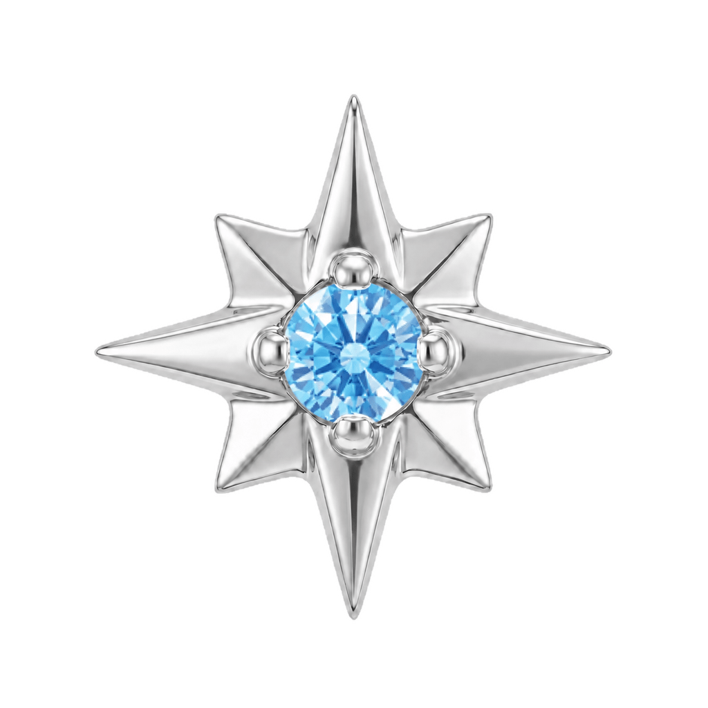 8 Point Burst - 14K Gold Stone Threadless/Threaded End - piercing-zone.com