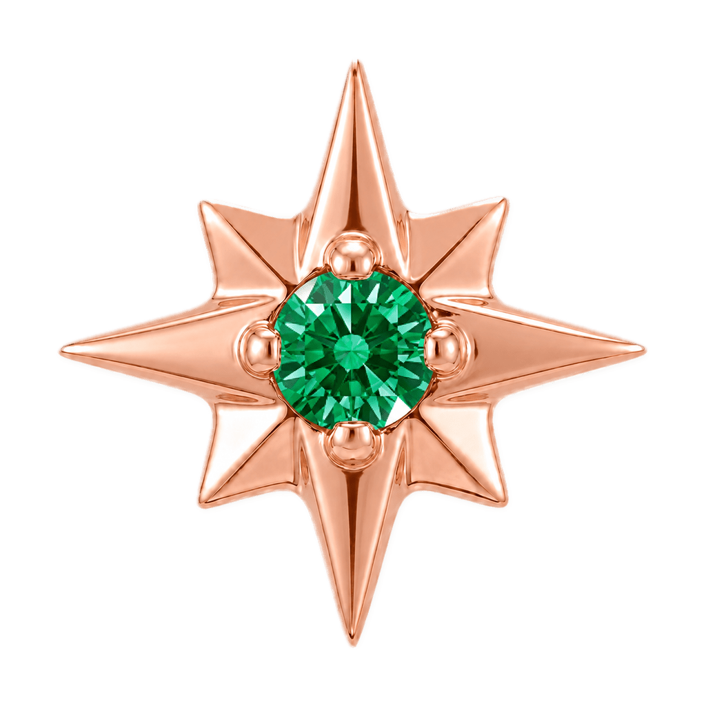 8 Point Burst - 14K Gold Stone Threadless/Threaded End - piercing-zone.com