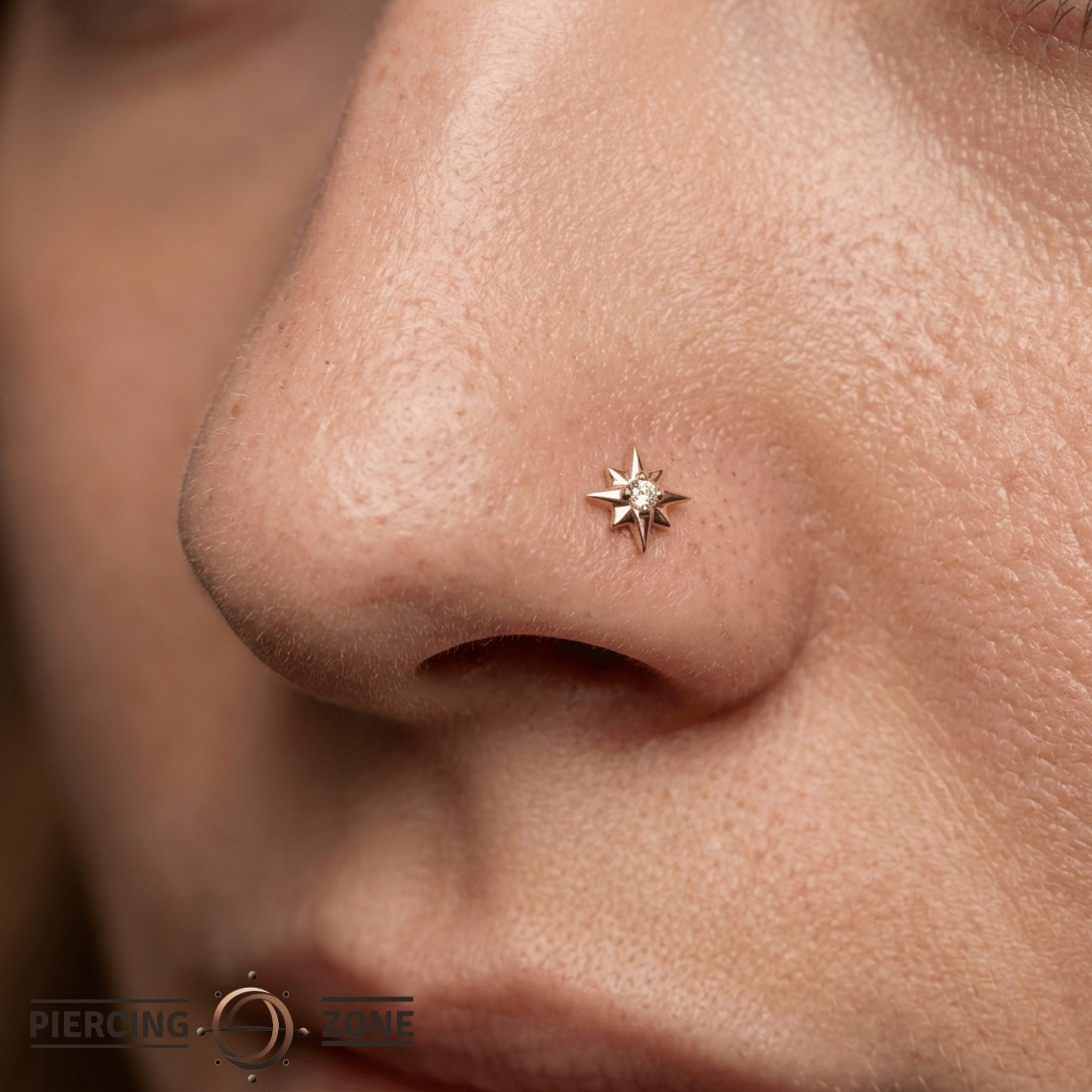 8 Point Burst - 14K Gold Stone Threadless/Threaded End - piercing - zone.com