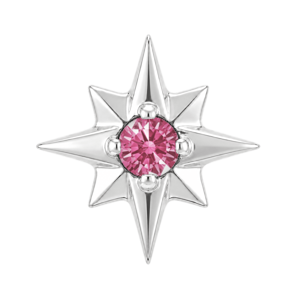 8 Point Burst - 14K Gold Stone Threadless/Threaded End - piercing-zone.com