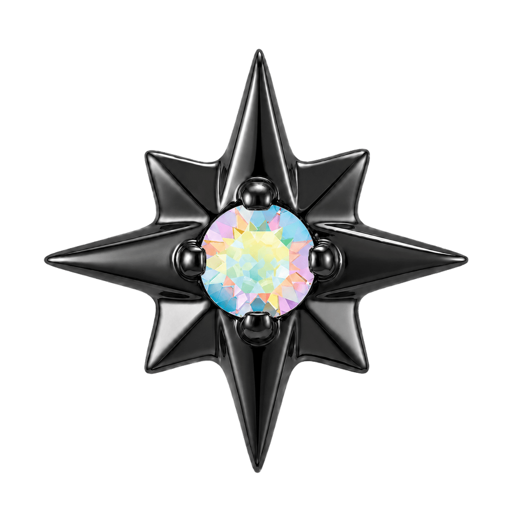 8 Point Burst - 14K Gold Stone Threadless/Threaded End - piercing-zone.com