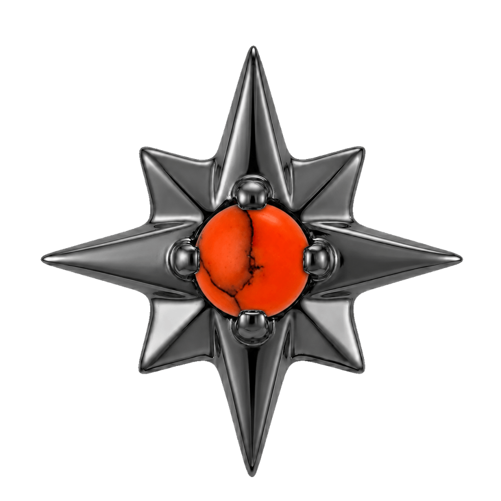 8 Point Burst - 14K Gold Stone Threadless/Threaded End - piercing-zone.com