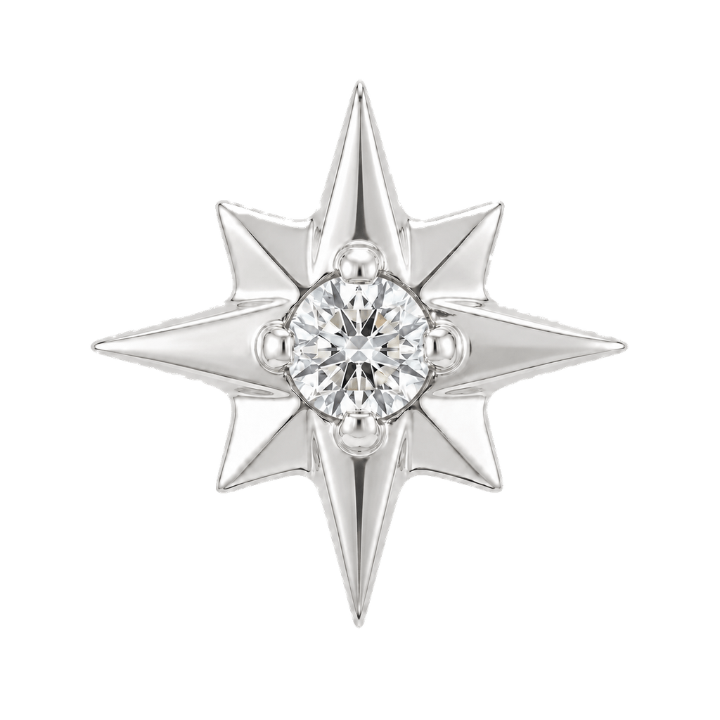 8 Point Burst - 14K Gold Stone Threadless/Threaded End - piercing-zone.com