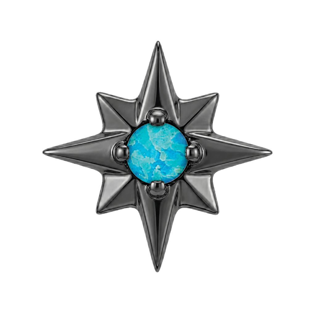 8 Point Burst - 14K Gold Stone Threadless/Threaded End - piercing-zone.com