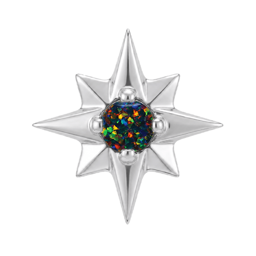 8 Point Burst - 14K Gold Stone Threadless/Threaded End - piercing-zone.com