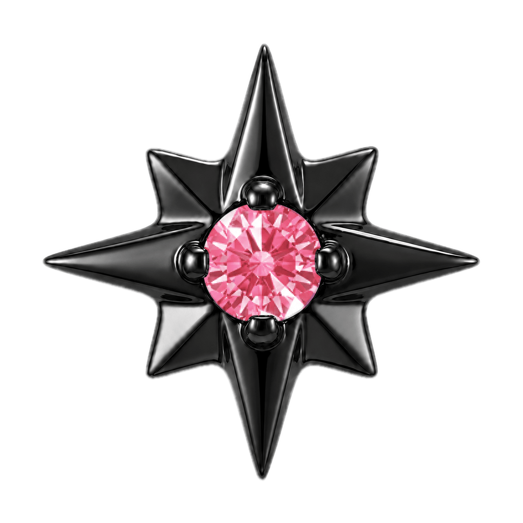8 Point Burst - 14K Gold Stone Threadless/Threaded End - piercing-zone.com