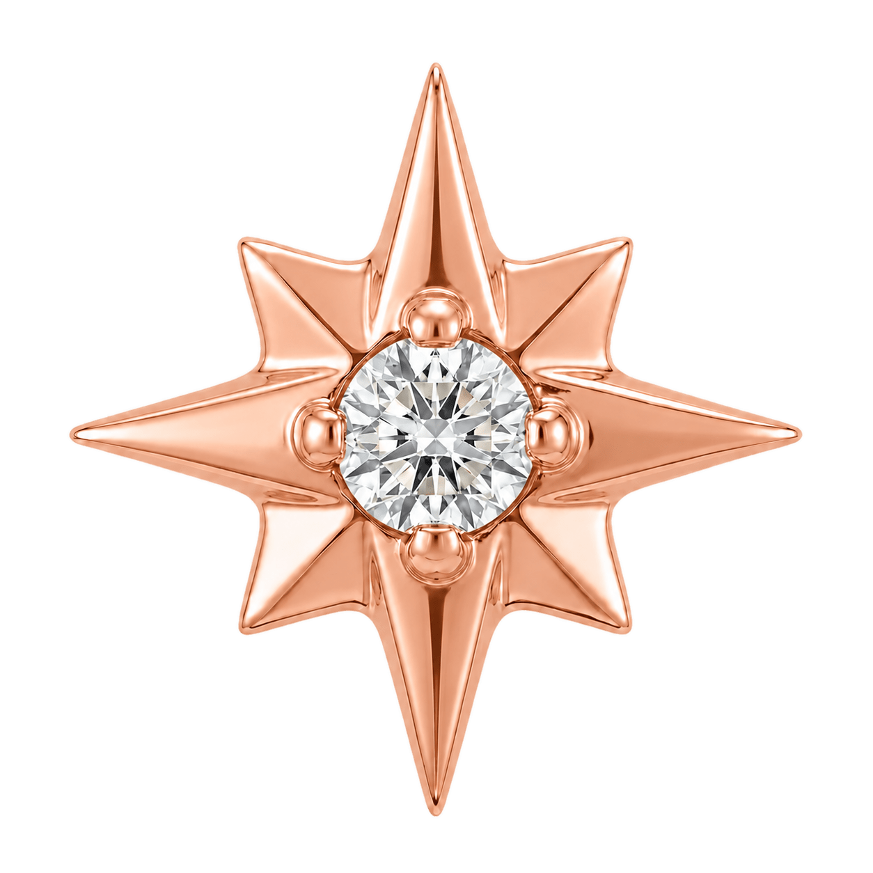8 Point Burst - 14K Gold Stone Threadless/Threaded End - piercing-zone.com